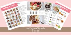 the 30 days of bowls e - book is open and ready to be used for cooking