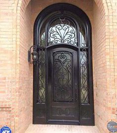 IWD Durable Front Iron Entry Single Door CID-019 Luxury Scrollwork Arched Top Round Transom Iron Front Doors, Wrought Iron Entry Doors, Wrought Iron Front Door, Iron Front Door, Iron Entry Doors, Door Sweep, Wrought Iron Doors, Front Patio, Unique Doors