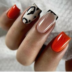 Western Nails, Cow Nails, Nails Today, Blush Nails, Animal Print Nails, Orange Nails, Elegant Nails, Dream Nails, Nail Shop