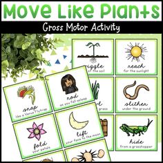 the cross - motor activity for kids to learn how to move like plants and other things