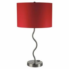 Benzara Sprig Contemporary Table Lamp With Adjustable Socket Contemporary Table Lamp, Red Table Lamp, Red Lamp, Red Wave, Chrome Table Lamp, Red Table, Contemporary Table, Table Lamp Shades, Contemporary Table Lamps