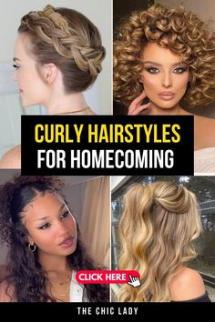 Top 30 Curly Hairstyles for Homecoming 2024: Stunning Looks to Shine Date Night Hairstyles For Curly Hair, Curly Hairstyles For Homecoming, Hairstyles For Homecoming, Curly Side Braid, Best Curly Hairstyles, Glamorous Curls, Sophisticated Hairstyles