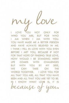 a card with the words,'my love'written in cursive writing