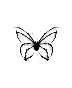 a black and white drawing of a butterfly with dots on it's back side