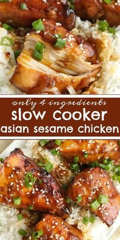 Slow Cooker Asian Sesame Chicken | Crock Pot Recipes | Chicken Recipes | Dinner | This easy, 4 ingredient asian sesame chicken is made in the slow cooker for a simple, dump and go dinner recipe. #easydinnerrecipes #dinnerrecipes #chicken #slowcooker #crockpot Crock Pot Recipes Chicken, Chicken Crock Pot Recipes, Asian Sesame Chicken, Sesame Chicken Crockpot, Chicken Crock Pot, Slow Cooker Asian, Chicken Recipes Easy Quick, Sesame Chicken Recipe, Crockpot Lasagna