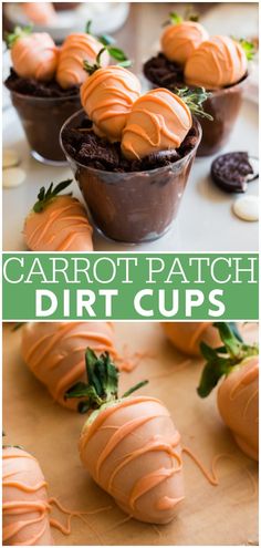 carrot patch dirt cups with chocolate in the middle