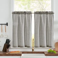 PRICES MAY VARY. Ready Made Curtains: 2 Linen Blend Tier Curtains measuring 26"W x 45"L per piece. These cafe curtains come in a variety of colors that work well for kitchen and living room windows, as well as cabinets. Striped Print Curtains: These half window curtains feature a refreshing vertical stripes design on linen blend fabric, bringing a rustic touch to your window. These cute country curtains can go really well with farmhousedecor. Light Meets Privacy: These semi sheer tier curtains g Farmhouse Curtain Rods, Half Window Curtains, Rustic Curtain Rods, Cafe Curtain Rods, Small Curtains, Bathroom Farmhouse, Small Window Curtains, Tier Curtains, Farmhouse Curtains