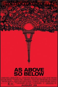 a movie poster for the film as above so below, with skulls in the background