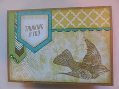 a close up of a card with a bird on the front and words that say thinking is you