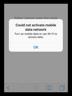 an iphone screen with the text, could not activate mobile data network turn on mobile data or use wi - fi to access data