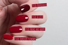 Red Nails Fair Skin, Perfect Red Nail Polish, Different Shades Of Red Nails, Red Nails Outfit, Red Nails Essie, Essie Bordeaux Nails, Essie Bordeaux Polish, Essie Red Nail Polish Shades