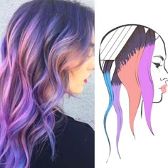 Purple And Blue Hair, Color Melting, Hair Painting, Mermaid Hair, Rainbow Hair