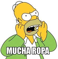 the simpsons character is talking on his cell phone with words that read mucha ropa