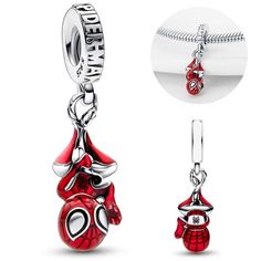 Marvel Spider-Man Charm Dangle, Made From Sterling Silver And S925. Pandora Compatible. Pandora Marvel, Pandora Bracelet Designs, Pandora Bracelet Silver, Large Dangle Earrings, Pandora Jewelry Charms, Black Beaded Bracelets, Charm Holder, Bracelet Pendant, Pandora Bracelet Charms