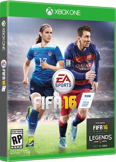 the cover of the game pro sports 16 is shown in front of an image of two soccer players