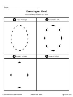 the diagram shows how to draw an oval in two different ways, with arrows pointing up and