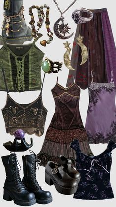 Y2k Bohemian Fashion, British 80s Fashion, Wymsical Goth, Whimsigoth Overalls, Whimsi Gothic Aesthetic, Witchcore Fashion Grunge, Whimsygoth Summer Outfits, Whimsigoth Amazon Finds, Plus Whimsigoth