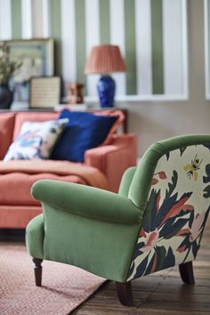 a living room filled with furniture and decor