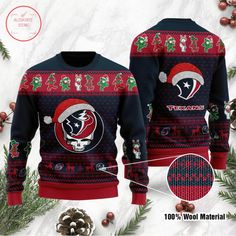 Houston Texans Grateful Dead Skull and Bears Ugly Christmas Sweater available in T-shirt, hoodie, tank top, longsleeve, multi color and size S M L XL XXL 3XL 4XL 5XL. Shipping from the US. Easy 30 day return policy - Shop now! 6.1-ounce, 100% cotton .Double-needle neck, sleeves and hem; Roomy Unisex Fit. Ash is 99% cotton, 1% poly; Sport Grey is 90% cotton, 10% poly; Dark Heather is 50% cotton, 50% polyester .Decoration type: Digital Print. Made by Gildan Trending T Shirt Designs, Grateful Dead Skull, 3d Sweater, Nfl Cleveland Browns, Skull Gifts, Christmas 3d, Chunky Knits, Xmas Sweater, Houston Texans