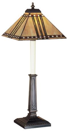 a lamp that is on top of a table