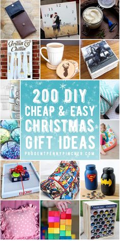 many different christmas gifts are shown with the words 200 diy cheap and easy christmas gift ideas