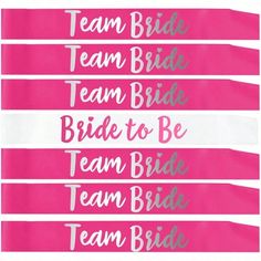 pink and white team stickers with the words team bride, team bride on them