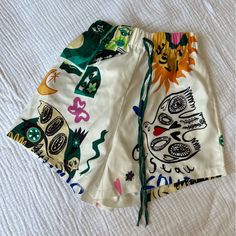 Brand New, Never Worn Rotimia Shorts. Fit Like Size Small, But Longer Inseam. Printed Shorts For Summer Day Out, Printed Shorts For Day Out, Multicolor Printed Bottoms For Summer, Multicolor Bottoms With Built-in Shorts For Day Out, Printed Short Bottoms For Summer, Printed White Shorts For Day Out, Casual Printed Shorts For Day Out, Trendy Printed Short Bottoms, White Printed Shorts For Day Out