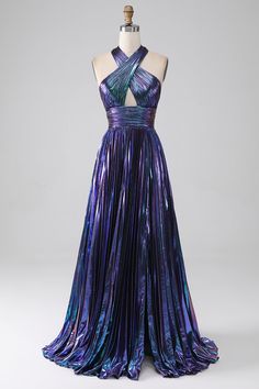 Classic Match: Whether you are dressing for a wedding party, prom,evening party or other formal party, this sophisticated long maxi prom dress will be your lovely partner.  Fabric: Polyester, highlighting feminine morbidezza and grace  Tips: Recommended hand wash seperately in cold water, dry clean is also available. Purple And Silver Gown, Color Shifting Dress, Galaxy Inspired Dress, Galaxy Bridesmaid Dress, Semi-formal Dress, Northern Lights Dress, Feyre Night Court Outfit, Midnight Purple Prom Dress, Galaxy Prom Dress