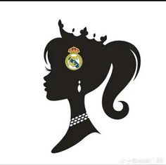 a woman's profile with the real madrid crest in her hair and crown on top