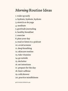 Start your day with a healthy lifestyle morning routine! Wake up early, hydrate, and do yoga or stretching. Meditate, journal, and enjoy a balanced breakfast. Plan your day, exercise, and find inspiration in motivational content. Avoid screens, practice deep breathing, and follow a skincare routine. Set intentions, recite affirmations, and invigorate with a cold shower. Embrace mindfulness to kickstart your day positively! 🌞🧘‍♀️🥗 Stretching Morning Wake Up, Morning Routine Shower Wake Up, What To Do Early In The Morning, Morning Routine Journal Page, Hippie Morning Routine, Andrew Huberman Morning Routine, Morning Wake Up Motivation, Early Morning Routine Aesthetic, Wake Up Early Motivation