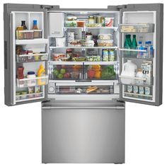 an open refrigerator with its doors wide open