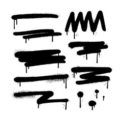 black ink splattered on white paper with the letter m in different shapes and sizes