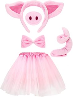 a pig costume with pink tutu and accessories for a child's dress - up