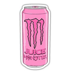 a pink monster energy drink sticker with the words juice monster on it's side