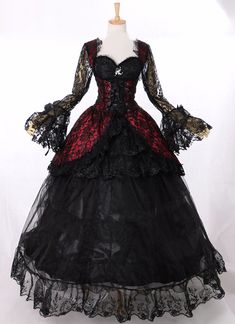 18th Century Gothic Victorian Lolita schwarz Vampire Dress   Condition: Brand New  Color: amp;nbsp; As Picture  Material: Brocade/Lace/Voile  Silhouette: Ball Gown  Sleeve Length: Long Sleeve  Dresses Length:Floor-Length  Neckline: Square Collar  Decoration: Lace  Style: Vintage  Includes: Dress Masquerade Gown, Dark Royalty, Gothic Victorian Dresses, Vampire Dress, Victorian Halloween, Dr Wardrobe, Vampire Clothes, Gothic Victorian, Gothic Clothing