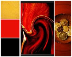 a red and yellow color scheme with gold coins