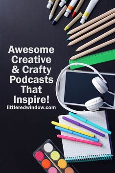 an assortment of art supplies with the words awesome creative and crafty products that inspire