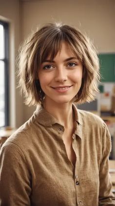 22 Shaggy Bob Haircut Guide: Vintage, Modern, and Ombre Styles Short Bob Brown Hair, Middle Hairstyles, Shaggy Bobs, Haircut Guide, Shaggy Bob Haircut, Middle Hair, Bob Haircut Curly, Short Shag Haircuts, Shaggy Bob