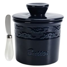 PRICES MAY VARY. [ French Butter Dish with Lid and Knife ]: The ceramic butter crock with a cute small butter spreader knife, you don't have to buy another butter knife to match with the lovely french butter keeper, they're the perfect partner which great for kitchens, counters, restaurants, and more. TAOUNOA butter dish with lid is an ideal gift for your family and friends on birthdays, Christmas, Thanksgiving, New Year [ Lovely French Country Design Butter Crock ]: Modeled in the vintage frenc Kitchen Navy, Butter Holder, French Butter Dish, Ceramic Crock, Butter Bell, Butter Keeper, French Butter, Vintage French Style, Butter Crock