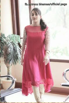 Pink Net Sleeves, Floral Frocks