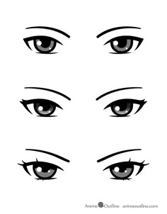 the different types of eyes with long lashes and eyelashes on each side, all drawn in black