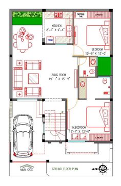 the floor plan for a small house with two levels and an attached living room, dining area