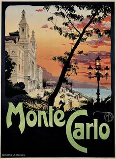 an old poster advertising monte carlo