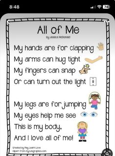 an all of me worksheet with pictures and words to help students understand what they are