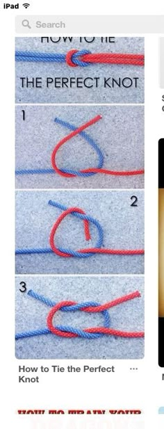 an ipad screen showing how to do the perfect knot with pictures and text on it