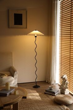 Kyoto Floor Lamp Huga Wavy Floor Lamp, Funky Floor Lamp, Wavy Lamp, Funky Floor Lamps, Retro Floor Lamp, Retro Floor Lamps, Pleated Lampshade, Restaurant Flooring, Room Ambiance