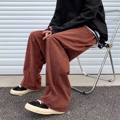 Wiaofellas Japanese Retro Brown Red Corduroy Wide Leg Pants Men's Fash Baggy Corduroy Pants For Winter, Casual Solid Corduroy Pants, Casual Solid Color Corduroy Pants, Winter Streetwear Corduroy Bottoms, Fall Streetwear Corduroy Bottoms, Winter Corduroy Pants For Streetwear, Winter Corduroy Bottoms For Streetwear, Winter Wide Leg Corduroy Bottoms, Corduroy Bottoms For Fall Streetwear