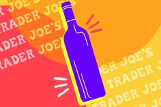 an illustration of a wine bottle with the words trader joe's written on it