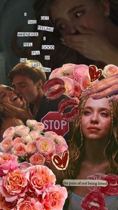 a collage of photos with roses and the words stop painted on them in different languages