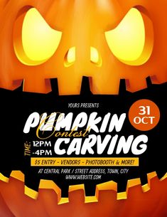 a flyer for a pumpkin carving event